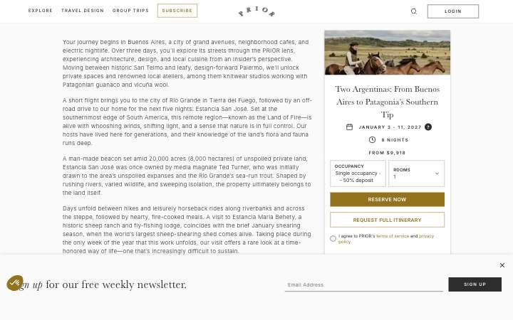 Prior trip page