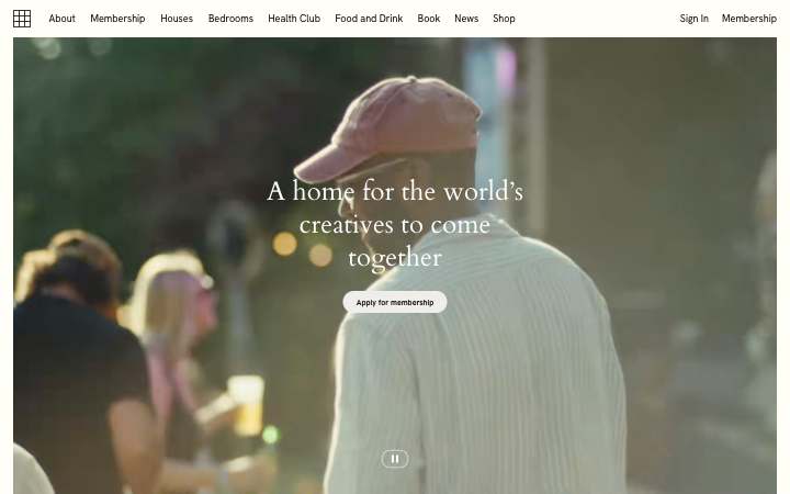 Soho House homepage
